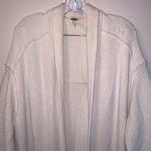 Free People By the Campfire Cardigan Long Sleeve Ivory Oversized S - Picture 13 of 15